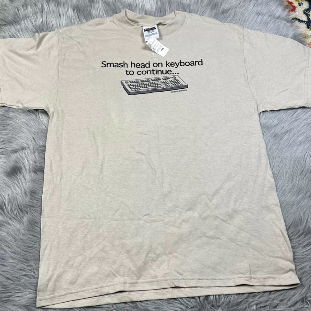Vintage Beige Smash Head On Keyboard To Continue Computer T Shirt